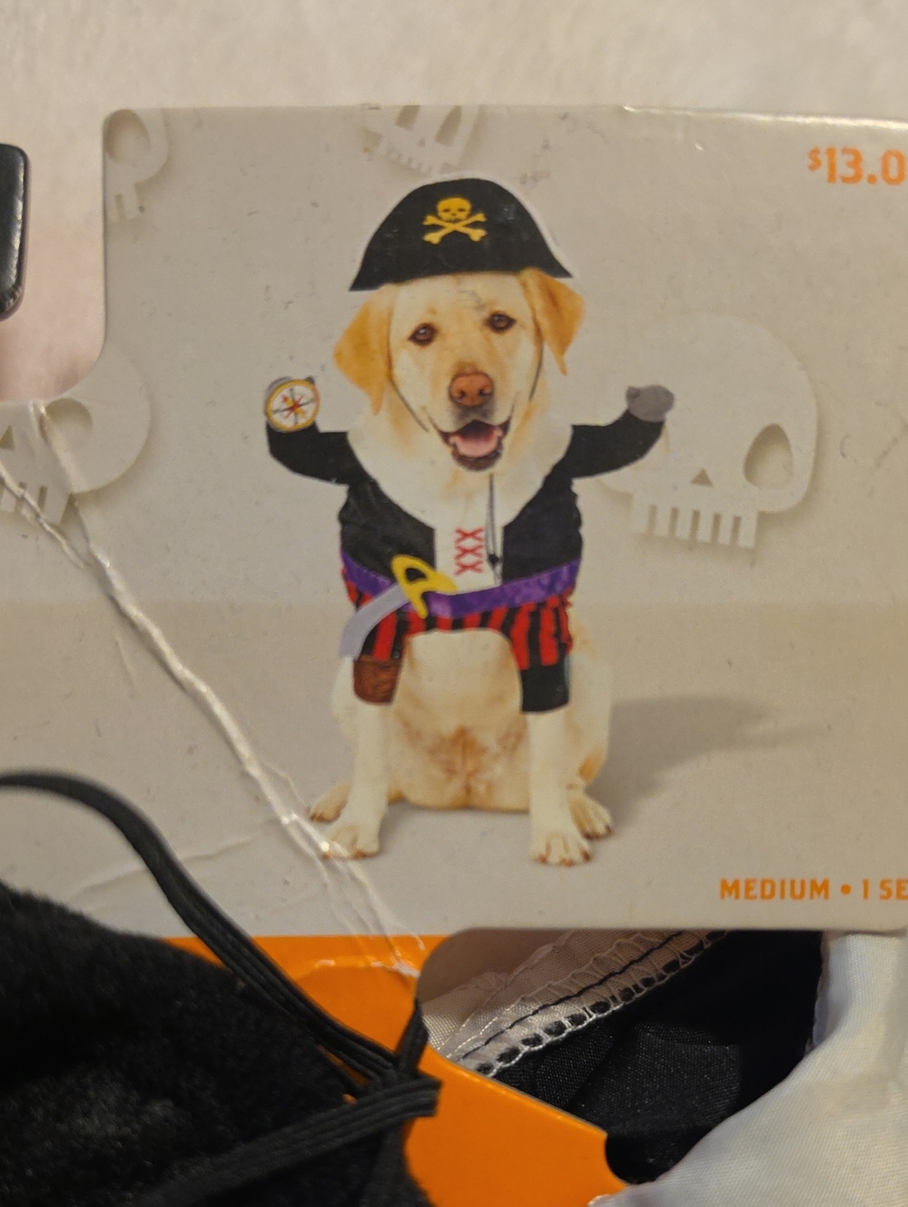 Pirate Dog Costume for Dogs - Yellow/Black Medium Size